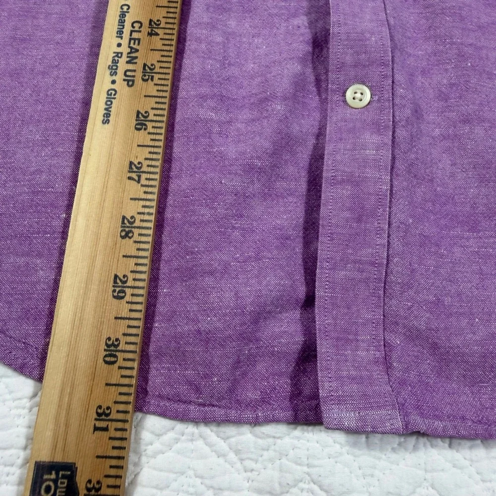 Banana Republic Slim‎ Fit Mens Large L Button Down Linen Cotton Blend Purple EUC
